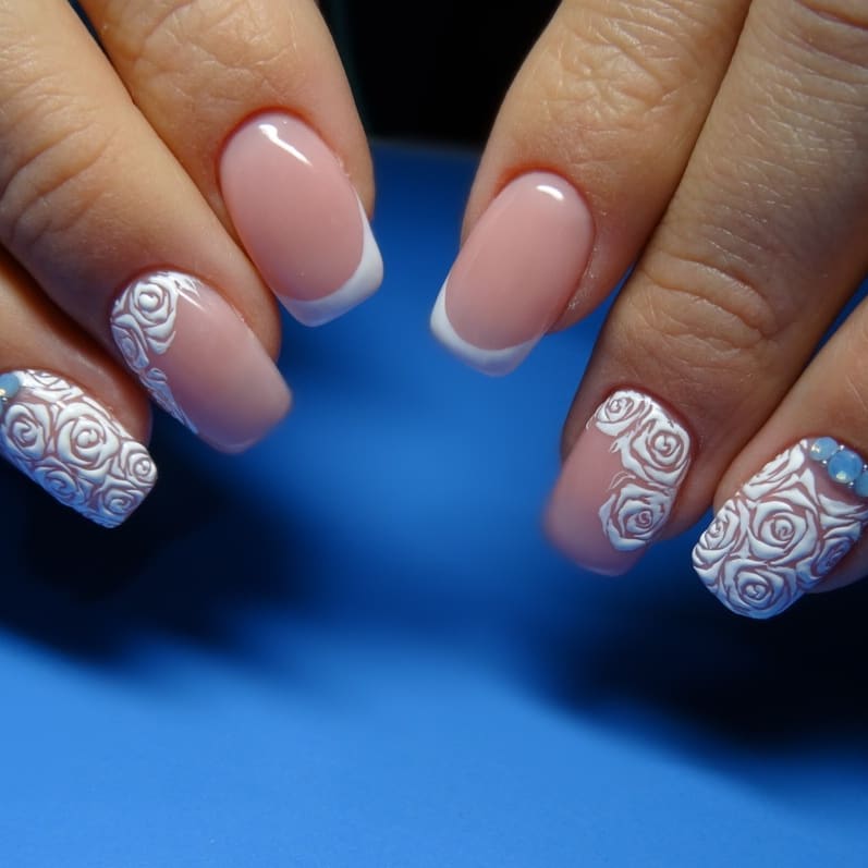 20+ wedding nail designs with flower for the bride