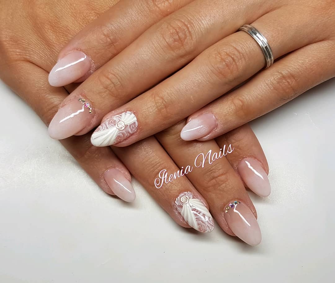 20+ wedding nail designs with flower for the bride