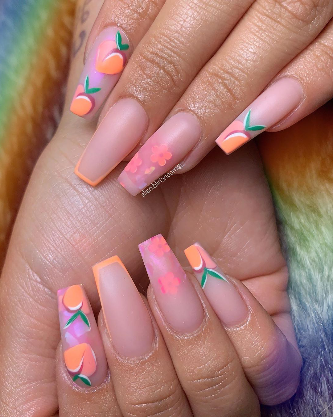 15 lastest coffin shape peach nails styles make you stylish