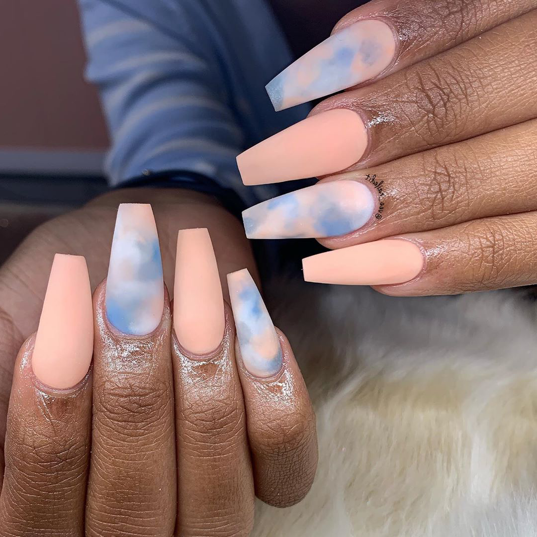 15 lastest coffin shape peach nails styles make you stylish