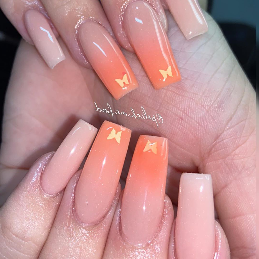 15 lastest coffin shape peach nails styles make you stylish