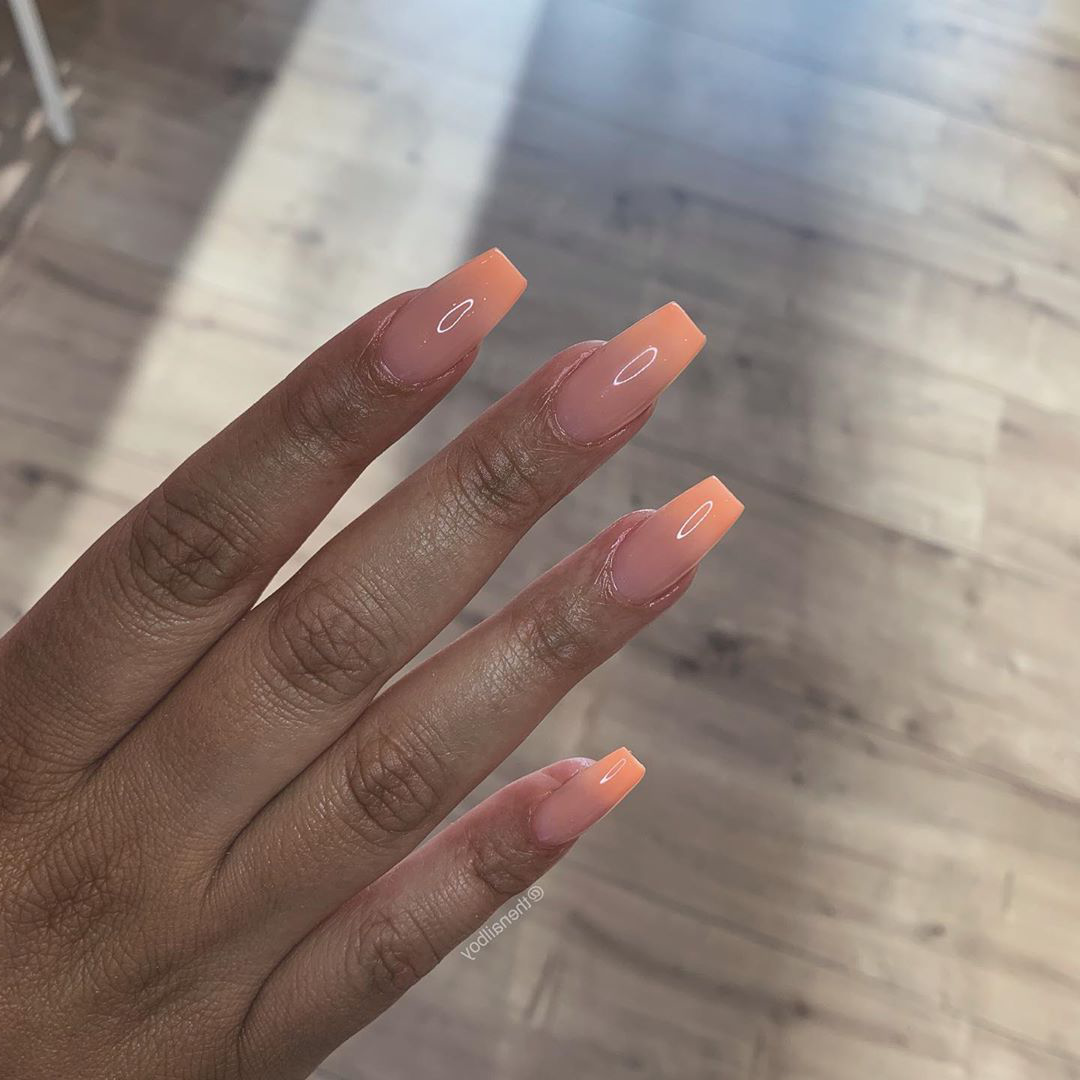 15 lastest coffin shape peach nails styles make you stylish