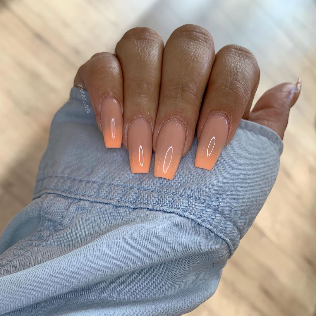 15 lastest coffin shape peach nails styles make you stylish