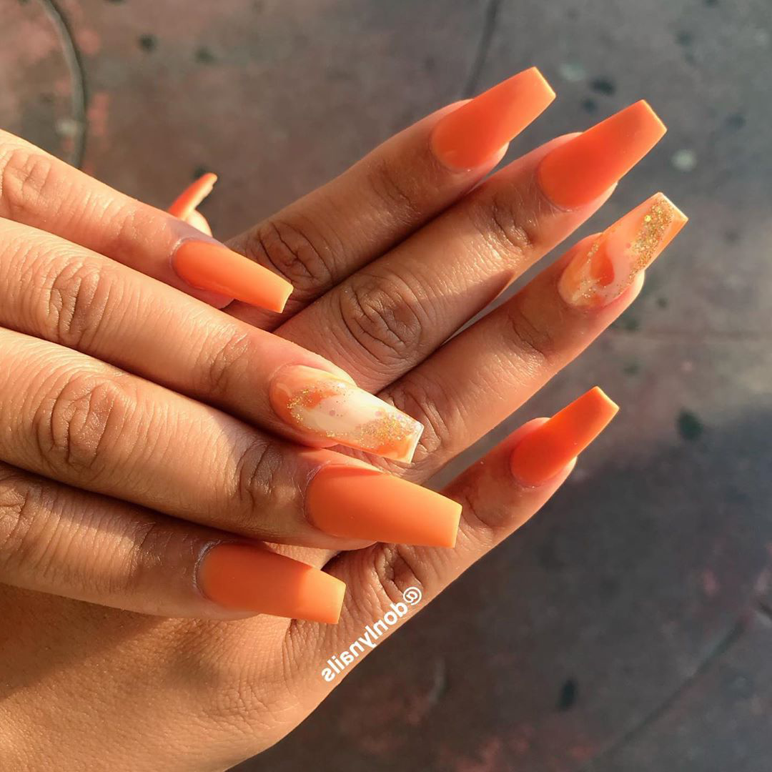 15 lastest coffin shape peach nails styles make you stylish