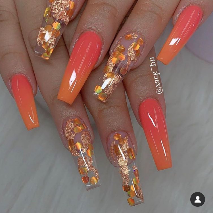 15 lastest coffin shape peach nails styles make you stylish